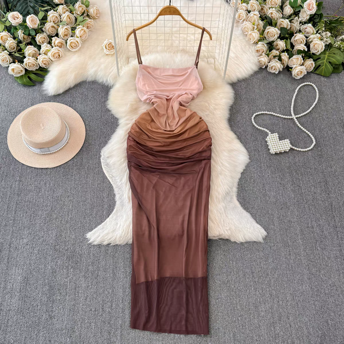 Brown Ruched Dress