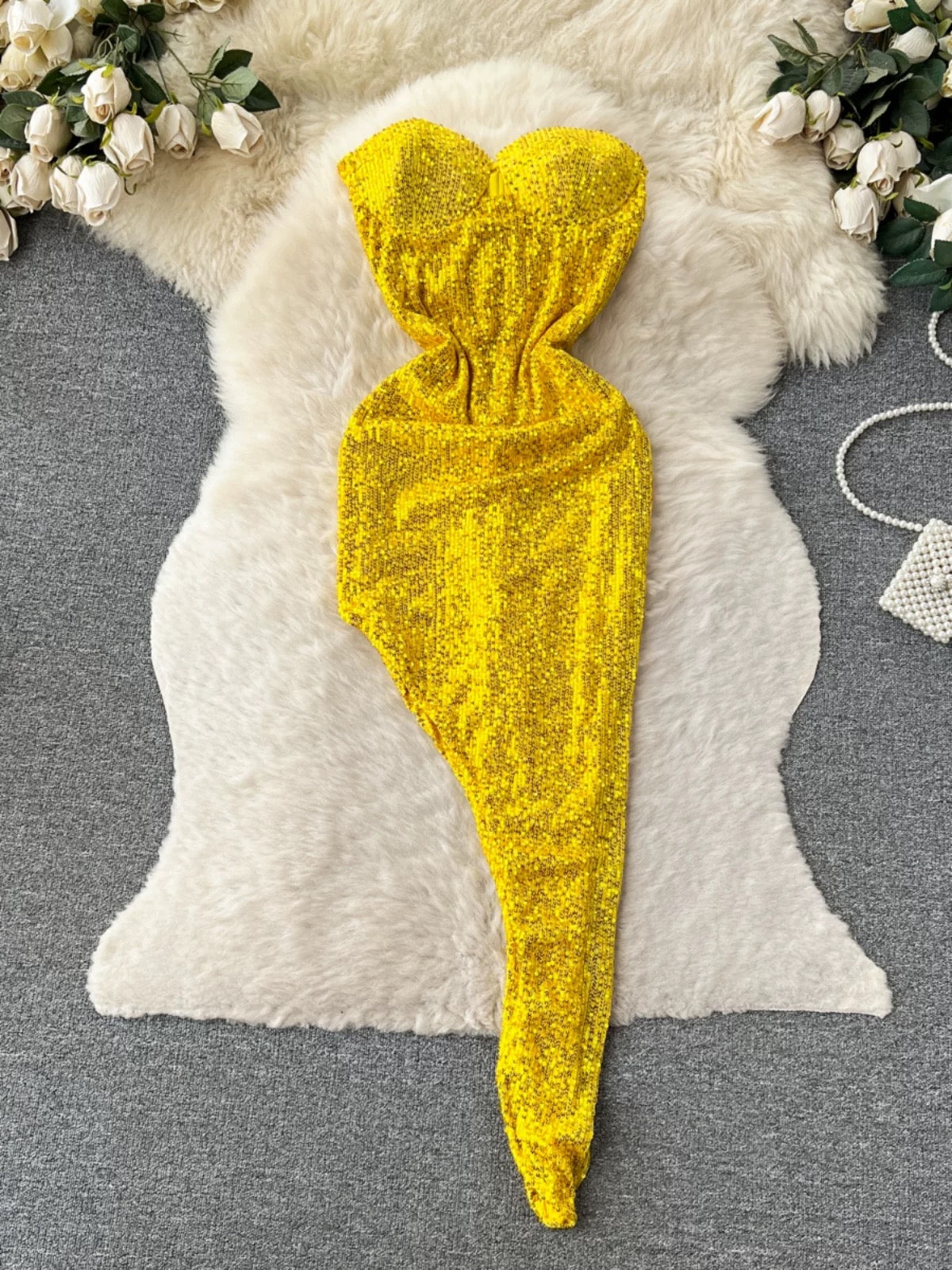 Yellow Sequin Dress