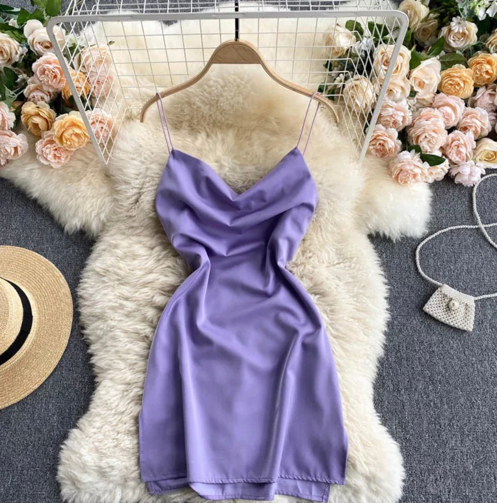 Emalee purple satin bodycon mini dress best sale