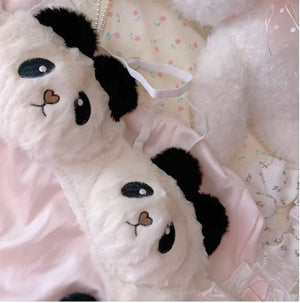 Winter Fluffy Bear Cat Panda Cute Women's Bra & Panties Set Wirefree  Underwear