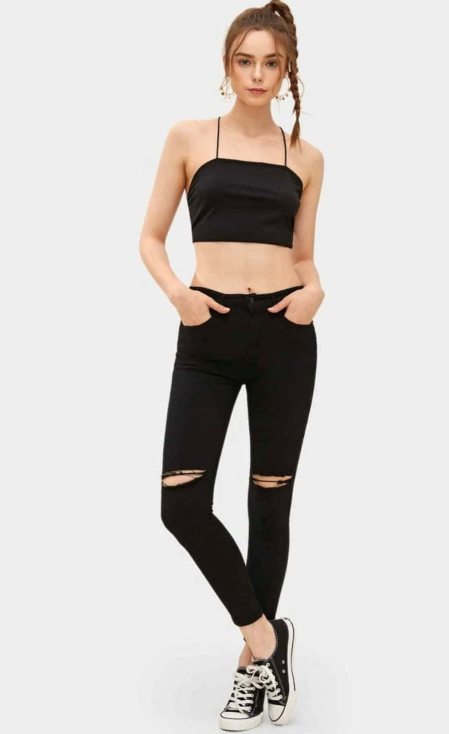 Black Ripped Jeans, High Waisted & Skinny